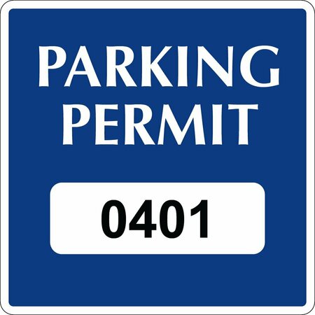 LUSTRE-CAL Repositionable Parking Permit Dark Blue 3in x 3in  Square Serialized 401-450, 50PK 253743Py1BdSq0401